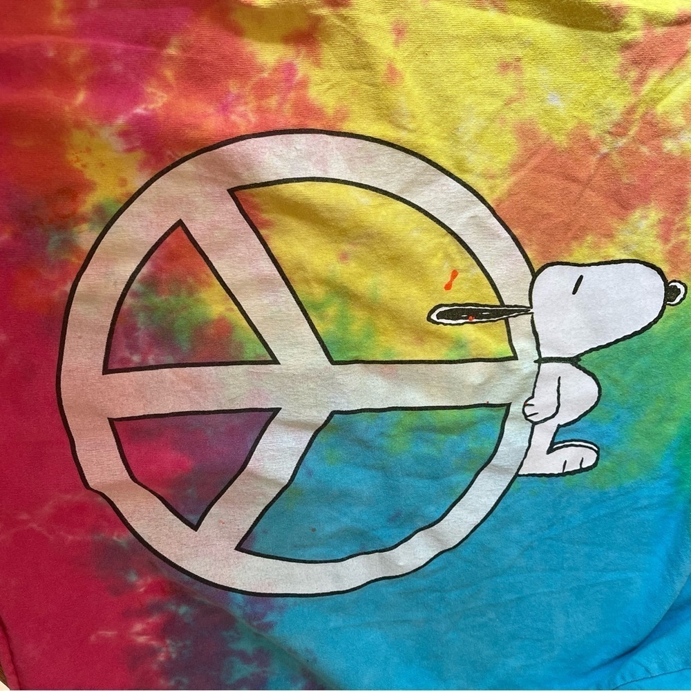 Snoopy Peanuts Peace Sign Tie Dye Crop T Shirt Size S - Picture 8 of 10